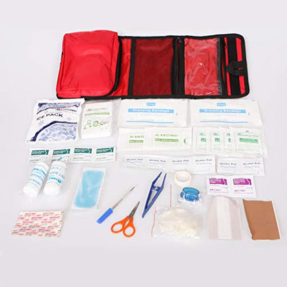 Nylon First Aid Empty Kit,Compact and Lightweight First Aid Bag for Emergency at Home, Office, Car, Outdoors, Boat, Camping, Hiking(Bag Only) (2 Pack Red Foldable) - size: 9.7 x 8.1 inch