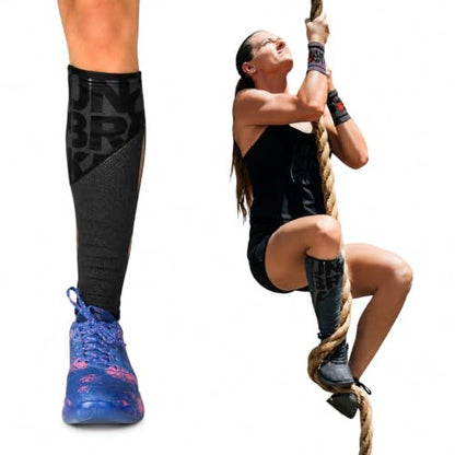 Unbrokenshop.com UNBROKENSHOP Shin Sleeves Pro Black 7mm Neoprene, Weightlifting, Deadlift, Rope Climb, Box Jumps for Men and Women, Single - size: Small-Medium