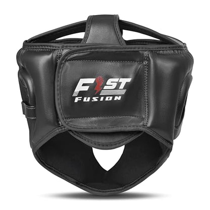 Boxing Head Guard, Maya Hide Leather Headgear Protection Adjustable Kickboxing Muay Thai MMA Training Taekwondo - color: Black, size: Large/XL