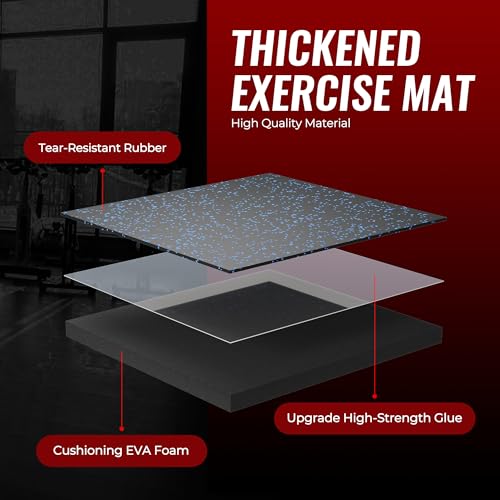 SUPERJARE 0.79'' Extra-Thick 18 Pcs 72 Sq Ft Exercise Equipment Mats - color: Black/Blue, size: 18 Tiles (72 Sq Ft)