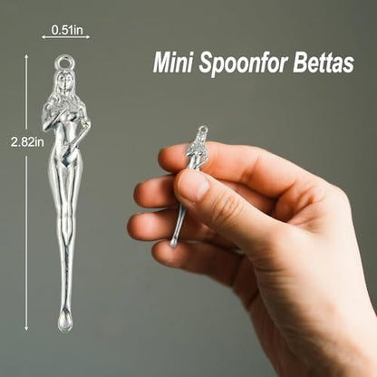 Betta Food Spoon Mini - Tiny Feeding Tool Holds 6-10 Fish Food Pellets Per Scoop, Prevent Overfeeding & Easy Clean Aquarium Tool,Betta Fish Tank Accessories,6 Pcs, Silver - color: Silver