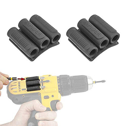 Spider Tool Holster - BitGripper v2 - Pack of Two - High Strength 3M Adhesive Drill add-on for Easy Access to six Driver bits on The Side of Your Power Drill or Driver! - color: (2) Bitgripper V2