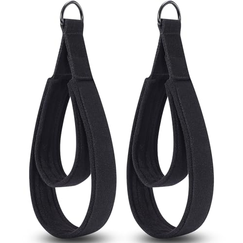 TOBWOLF 2PCS Pilates Straps for Reformer, Double Loop D Ring Foot Hand - color: Black