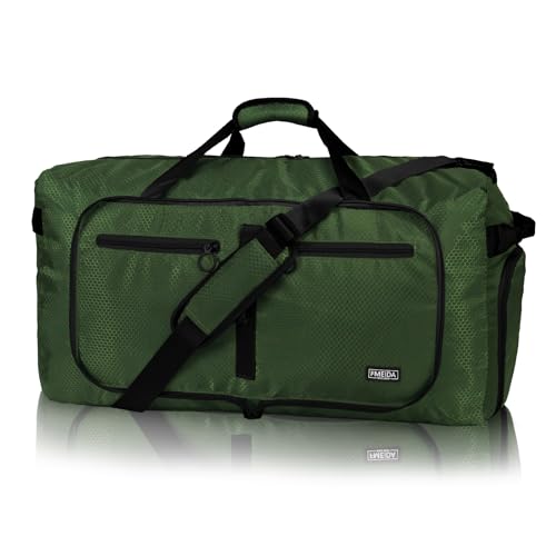 Fmeida 65L Duffle Bag Foldable Travel Duffel Bags for Men Women Travel Bag - color: Glossy Green