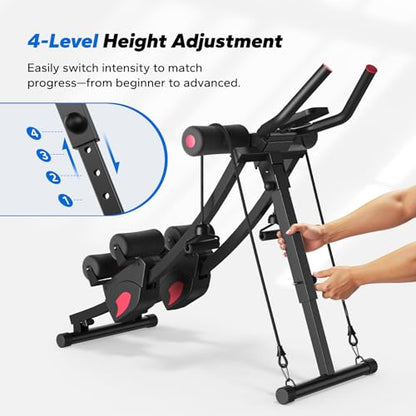 MERACH Ab Machine, Adjustable Ab Trainer Machine - color: black&red, size: large