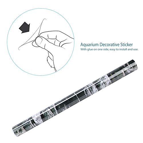 Aquarium Background Poster Fish PVC Sticker Stonewalling Pattern Self Adhesive Wallpaper Aquarium Glass Sticker Decorative (91 * 50cm)