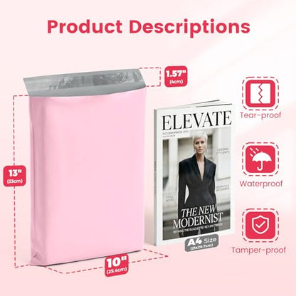 Metronic Poly Mailers 10X13 1000 Pack Bulk, Heavy Duty Self-Seal Shipping Bags for Clothing, Waterproof Medium Poly Packaging Bags for Clothing & Small Business, Light Pink - size: 10X13 1000PC