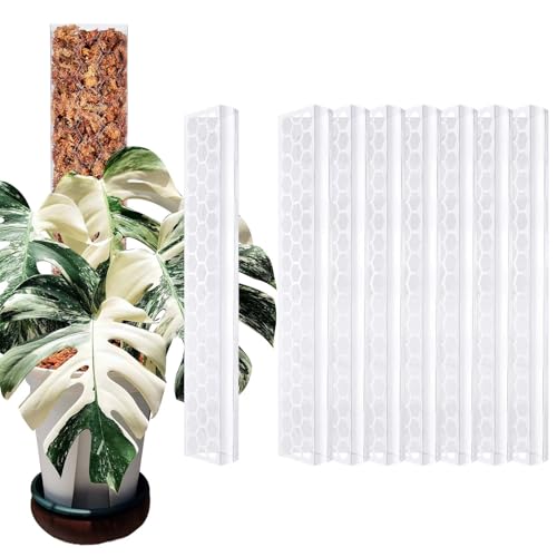 8 Pcs 17 Inch Plastic Moss Pole for Plants Monstera,Designed Specifically for Climbing Plants, Stackable Plant Support for Indoor Plants - color: Transparent*8pc