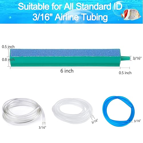 Aquarium Air Stones Bar 6 Inch Air Stone Kit with 5 Pcs Square Oxygen Diffuser Bubble Release Mineral Airstones for Fish Tank Pumps Small DWC Bucket Needs - color: Blue, size: 6 Inch