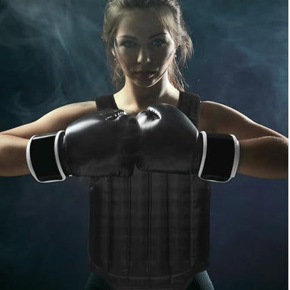 VICASKY Portable Sponge Chest Protector Guard for Men and Women, Black Medium Size Martial Arts Boxing Taekwondo Chest Protective Guard for Sparring and Impact Training