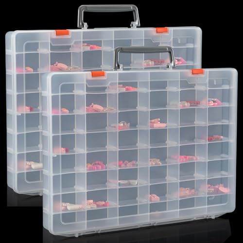 Udefineit 2 Pack Large 48 Grids Clear Plastic Organizer Boxes with Adjustable Dividers, Jewlery Storages Bead Organizers Rock Collection Boxes, Compartment Containers for Nail/Tackle/Screw/Arts/Craft - color: Clear -- 2PCS