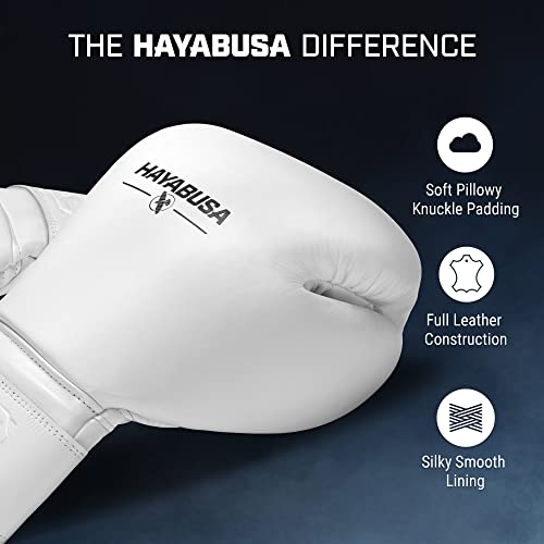 Hayabusa Pro Leather Hook and Loop Boxing Gloves for Men and Women - color: White, size: 16oz
