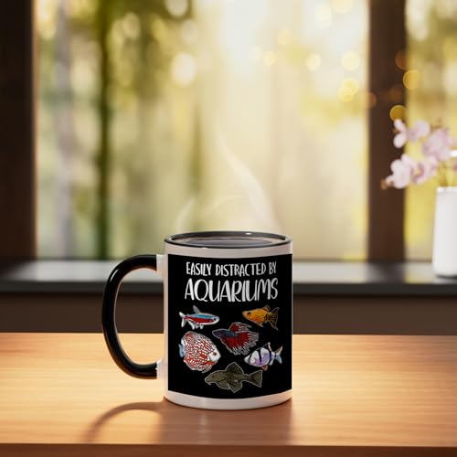 Aquarist Fish Tank & Fish Keeping Gift - Aquarium Lover Ceramic Mug, Black/White - color: Black/White