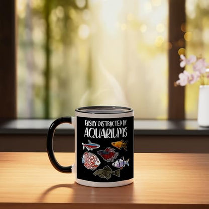 Aquarist Fish Tank & Fish Keeping Gift - Aquarium Lover Ceramic Mug, Black/White - color: Black/White