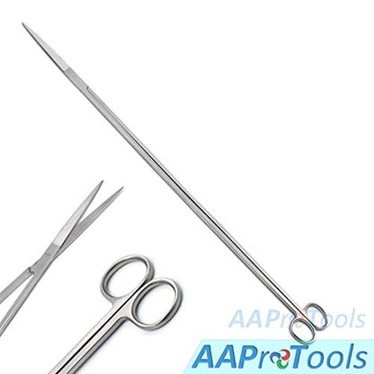 Fish Aquarium Cleaner 5 Pcs Set 18" Kelly Scissors, Tweeezers and Sand Flattener Extra Long Handle Stainless Steel Instruments