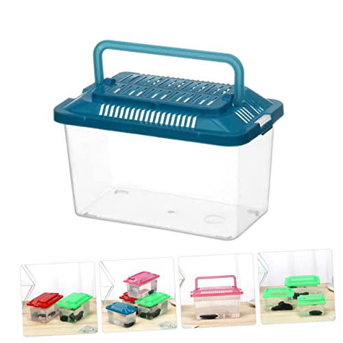 2Pcs Portable Fish Tank Handheld Aquarium Transparent Turtle Box for Reptiles Hamsters and Betta Fish Pet Carrier Container with Handle Random Color