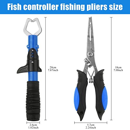 Floating Telescopic Folding Net with 7 Inch Pliers & Lip Gripper - Kids Fishing Net with Foldable Sand Bucket & Fishing Gear Accessories