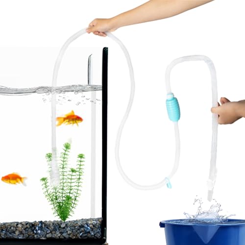 TERA PUMP - TRFTCLN-XL BPA-Free Gravel Cleaner Aquarium Water Changer with Clip, Suction Cup, Flow Managing Clip, Quick & Easy Assembly, Long 120 inch Nozzle Manual Water Pump, (20-50 Gallon Tank) - size: X-Large