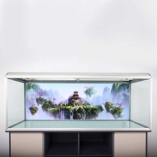 Zerodis Aquarium Background Poster, 3D PVC Adhesive Wallpaper Sticker Sky Castle Background Decoration for Fish (61 * 41cm)