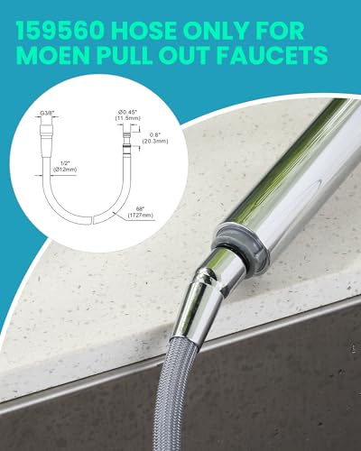 159560 Replacement Hose Kit Compatible with Moen Pullout Style Kitchen Faucets, 68" Quick Connect Hose