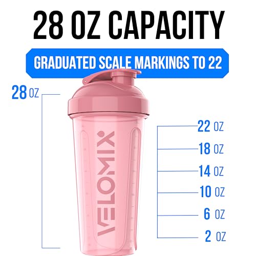 VELOMIX 2 Pack 28oz Protein Shaker Bottle for Protein Mixes, Pink/Black - color: A6) Pink / Black