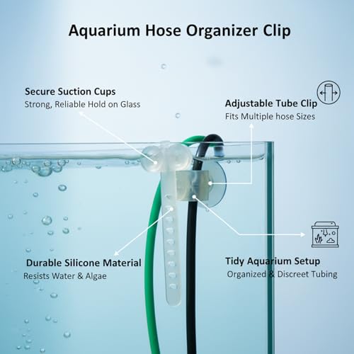 Silicone Aquarium Hose Clip with Suction Cup - Transparent Tubing Organizer for Fish Tank Glass, Holds Air Lines & Filter Hoses (1 Pack)
