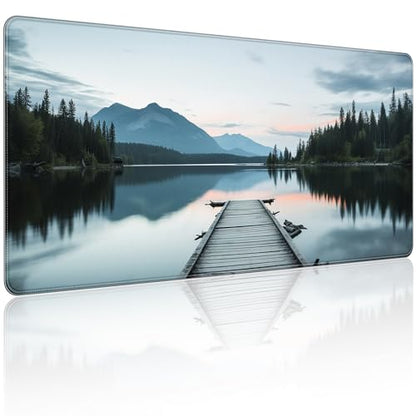 35.4 x 15.7 in, XXL Large Mouse Pad for Desk, Extended Keyboard Mouse Mat for Computer Office, Big Mouse pad with Stitched Edges, Gaming Pc-Beautiful View by The Lake - color: Beautiful View by The Lake