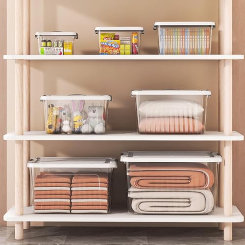 Plastic Bin with Lid, 1PCS Transparent Storage Box Office Container with Lids Platic Hangers Office Storage Bins Clothes Hangers Wardrobe Sundries Organizer