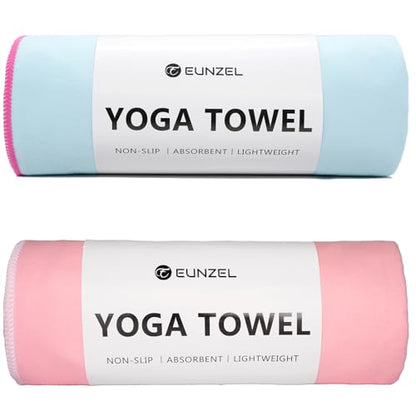 Eunzel Hot Yoga Mat Towel, Ultra-Absorbent Microfiber 72" x 26.5" - color: Z-blue& Pink (2 Pack )