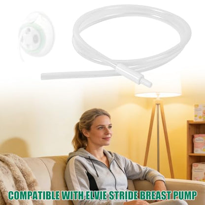 4pcs Replacement Tubing for Elvie Stride Pump, Silicone Breast Pump Tubing with Tube Connectors Replacement Parts for Elvie Stride, BPA-Free & Easy to Clean