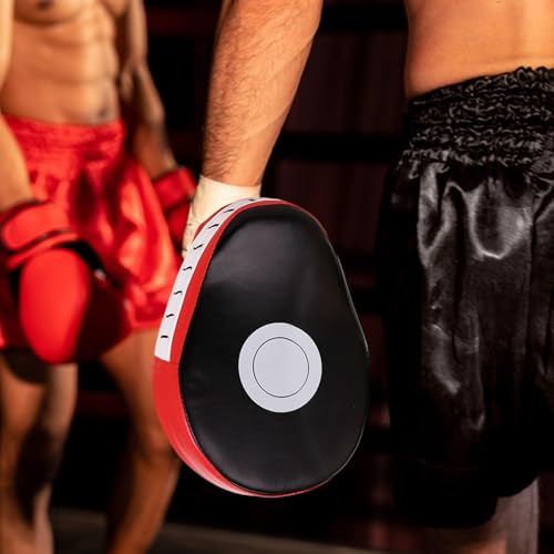 Boxing Pads Training Shock-absorbing Punching Mitts Training Paws Martial | Curved for Jiu-jitsu Kali Thai Karate Home Gym Club Boxing Equipment - color: Red