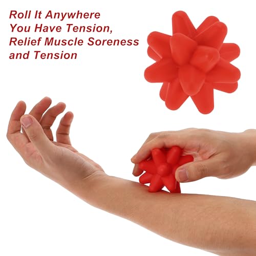VOCOSTE Silicone Massage Ball, Fascia Massage Ball Tool for Trigger Point Pain Release, Foot Acupoint Trigger, Myofascial Massager for Exercise, Red