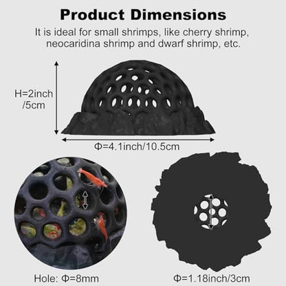 Shrimp Hides for Aquarium, Shrimp Tank Accessories - Shrimp Cave, Shrimp Hideout, Shrimp Shelter, Black