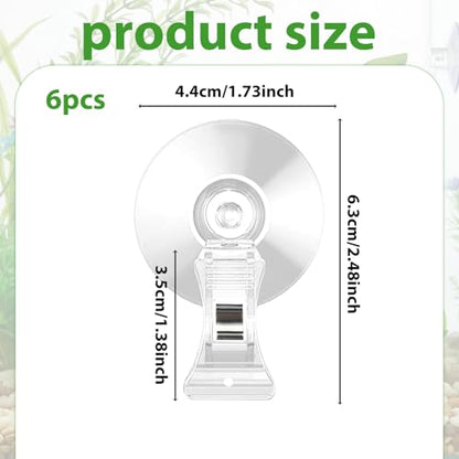 6Pcs Suction Cup Clips Aquarium Suction Cups, Window Glass Suction Cup Clear Plastic Fish Feeding Tool Underwater Fish Veggie Feeder Fish Tank Accessories