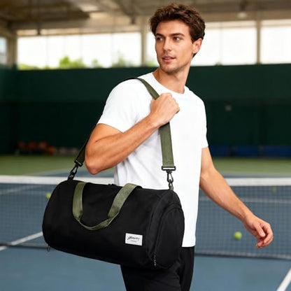 BESMART Gym Bags for Men with Side Pocket，38L Large Sports Gym Duffle Bag - color: Black-olive Green