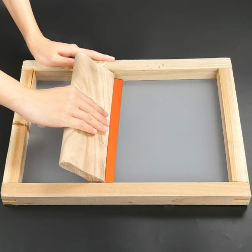 Caydo 31 Pieces Screen Printing Starter kit Include 4 Different Size of Wood Silk Screen Printing Frame with 110 Mesh, Squeegees, Inkjet Transparency Film, Ink Knife, Gloves and Mask Tape