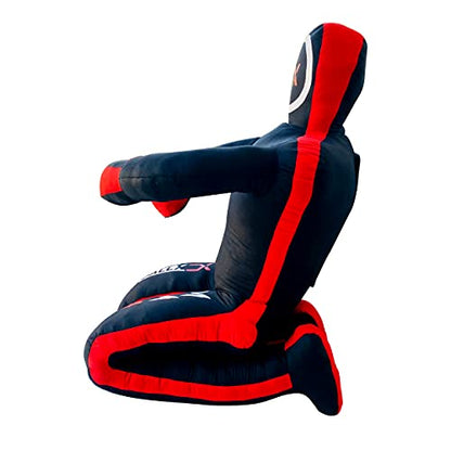 DALLX MMA Grappling Dummy BBJ Wrestling Brazilian Jiu Jitsu Punching Bag Judo Karate Throwing Boxing Fighting Dummy Self Defense Sitting Position – UNFILLED - color: BLACK RED, size: 4FT