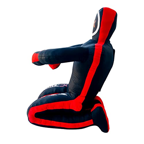 DALLX MMA Grappling Dummy BBJ Wrestling Brazilian Jiu Jitsu Punching Bag Judo Karate Throwing Boxing Fighting Dummy Self Defense Sitting Position – UNFILLED - color: BLACK RED, size: 6FT