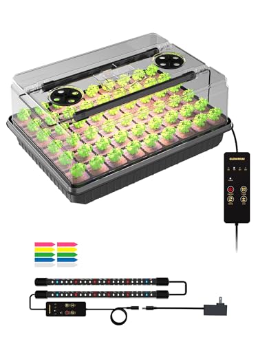 Seed Starter Tray with Full Spectrum Grow Light,54-Cell Seed Starter Kit with Humidity Dome,6-Setting Auto Timer,Adjustable Brightness Indoor Seedling Starter Tray for Indoor Plant (1-Pack) - style: 1-Pack