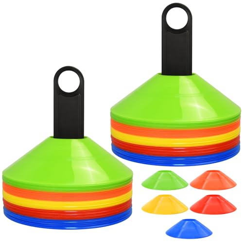 50/100/200pcs Disc Cones, Soccer Cones with Carry Bag and Holder, 5 Colors | for Football, Soccer, Basketball Training Equipment - size: 100pcs