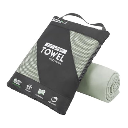Rainleaf Microfiber Towel Quick Dry Camping & Travel & Gym Towel. Compact - color: Bean Green, size: 60.00" x 30.00"
