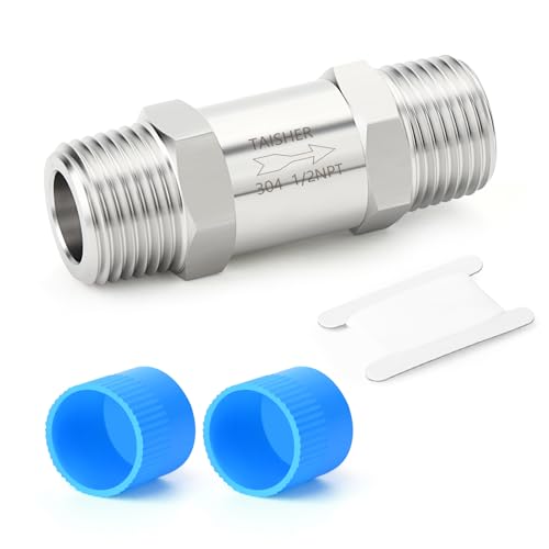 1PCS 304 Stainless Steel 1/2" NPT Male Check Valve,Backflow Prevention,One Way Non-Return Check Valves