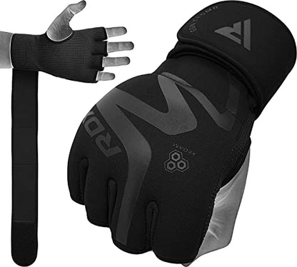 RDX Boxing Inner Gloves Hand Wraps Men Women, Hybrid Design Gym Weight Lifting Workout, 50Cm Long Wrist Support, Neoprene Under Mitts, MMA Muay Thai Martial Arts Training, Kickboxing Punching - size: Large