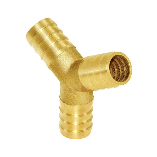 3/4" Hose Barb Y Shaped 3 Way Union Fitting Intersection/Split Brass Water/Fuel/Air - size: 0.75 Inch
