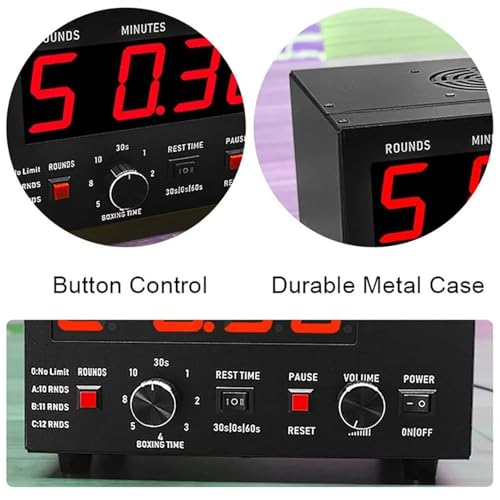 Professional Gym Timer,Classic Boxing Interval Timer w/LED Display,Selectable Training Time and Cycle Repetitions,Adjustable Sound Gym Interval Timer (Green) - color: Green