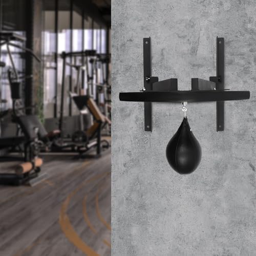 Heavy Duty Adjustable Speed Bag Platform, Wall Mount Speed Bag Kit with 360° Swivel & PU Punching Ball, Steel Wood Boxing Training Equipment for Home Gym Adult Fitness