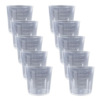 GSHLLO 10 Pcs 30ml Clear Liquid Measuring Cups Small Plastic Graduated Beakers Epoxy Resin Mixing Cups Kitchen Cooking Beaker Cups Transparent Lab Measure Tools for Science Experiment