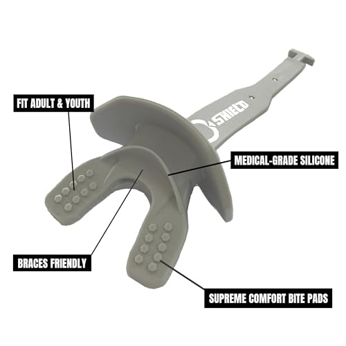 O Shield Striker Football Lip Guard with Permanent Strap - color: Grey/Silver