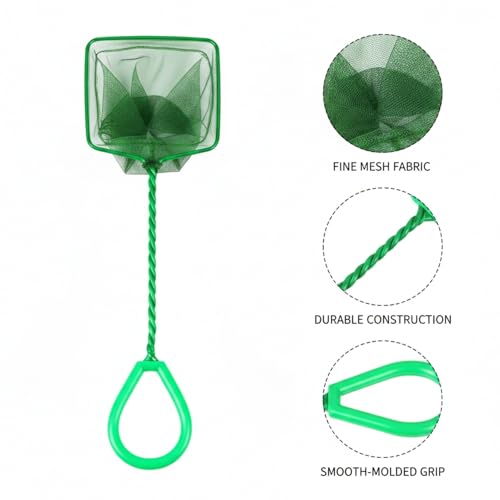 Green Square Mesh Aquarium Net for Fish Transfer and Tank Cleaning - size: 12.99 x 3.94 x 3.82"