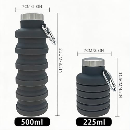 YCT Collapsible Water Bottle 17oz（500ml），Travel Portable Sport Water Bottle，Reusable Silicone Foldable Water Bottles for Gym Camping Hiking (Purple+Teal) - color: Purple+Teal